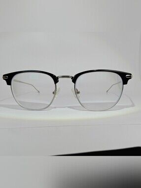 Relive. Black and Silver Metal Frame Eyeglasses. Browline. Chrome